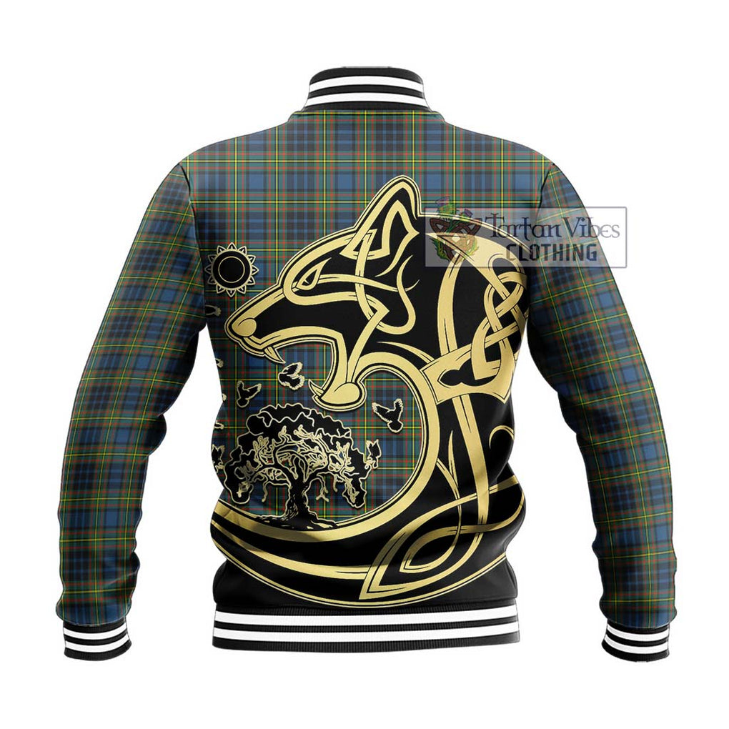 McLellan Ancient Tartan Baseball Jacket with Family Crest Celtic Wolf Style - Tartan Vibes Clothing