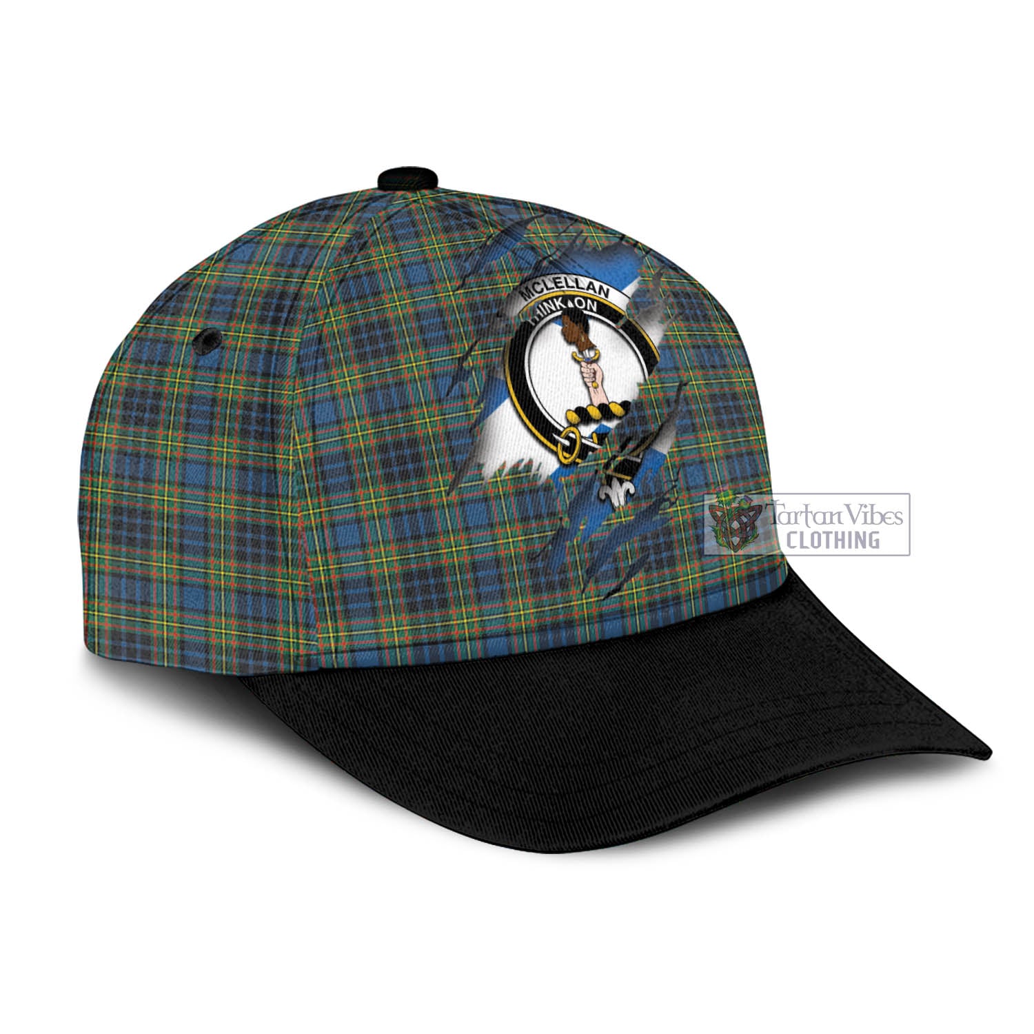 Tartan Vibes Clothing McLellan Ancient Tartan Classic Cap with Family Crest In Me Style