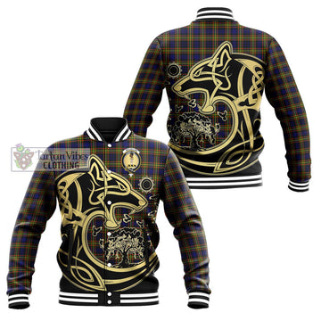 McLellan Modern Tartan Baseball Jacket with Family Crest Celtic Wolf Style Unisex - Tartan Vibes Clothing
