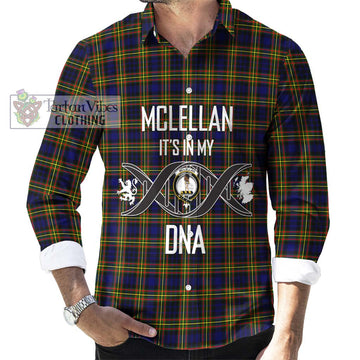 McLellan Modern Tartan Long Sleeve Button Shirt with Family Crest DNA In Me Style Men's Shirt S - Tartanvibesclothing Shop