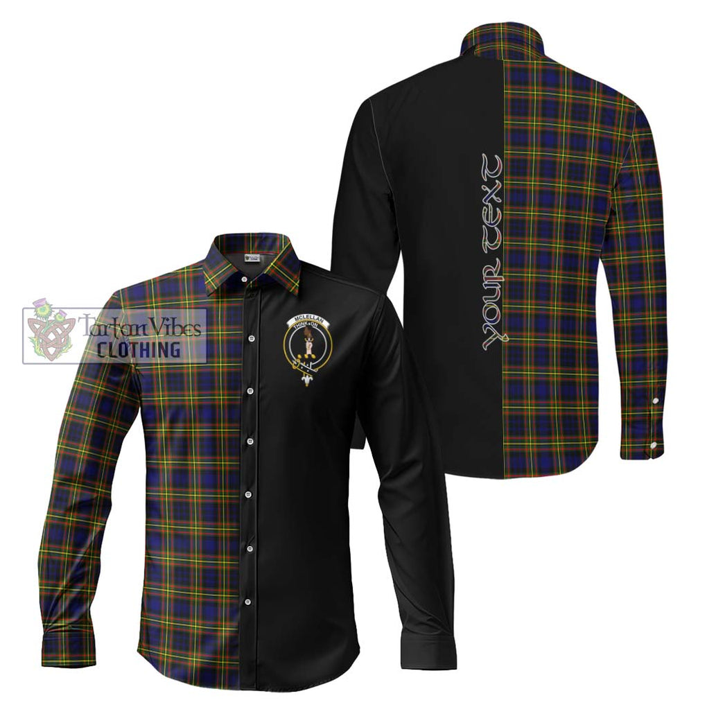 McLellan Modern Tartan Long Sleeve Button Shirt with Family Crest and Half Of Me Style Men's Shirt S - Tartanvibesclothing Shop
