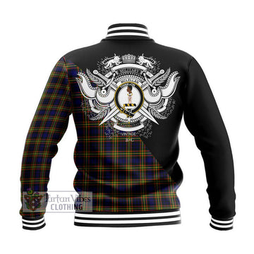 McLellan Modern Tartan Baseball Jacket with Family Crest and Military Logo Style - Tartanvibesclothing Shop