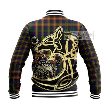 McLellan Modern Tartan Baseball Jacket with Family Crest Celtic Wolf Style - Tartan Vibes Clothing