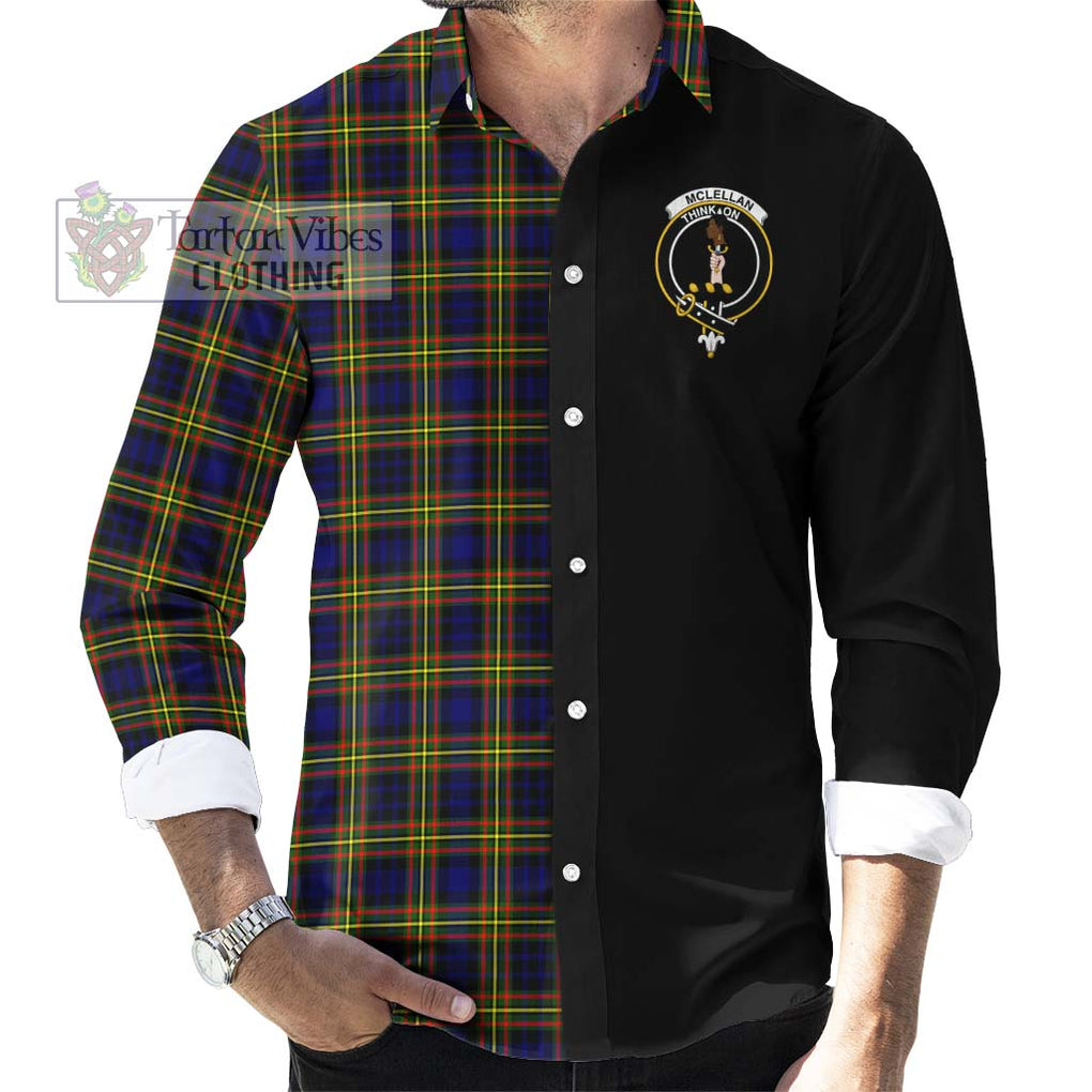 McLellan Modern Tartan Long Sleeve Button Shirt with Family Crest and Half Of Me Style - Tartanvibesclothing Shop