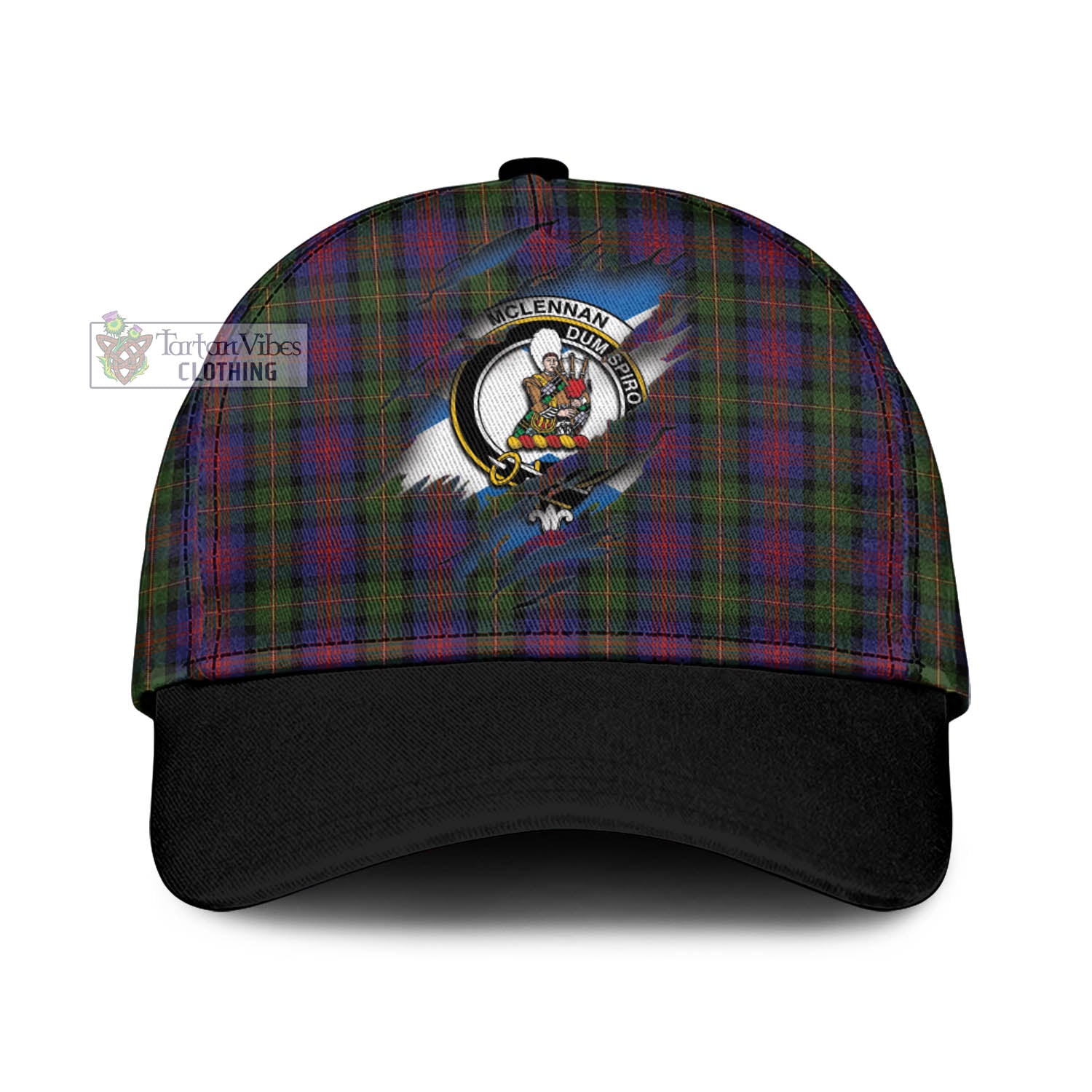 Tartan Vibes Clothing McLennan Tartan Classic Cap with Family Crest In Me Style
