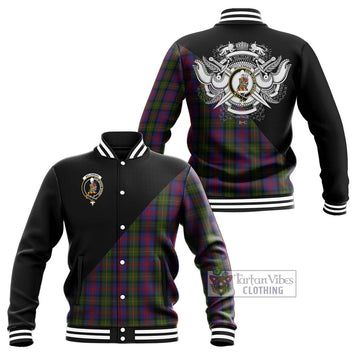 McLennan Tartan Baseball Jacket with Family Crest and Military Logo Style Unisex - Tartanvibesclothing Shop