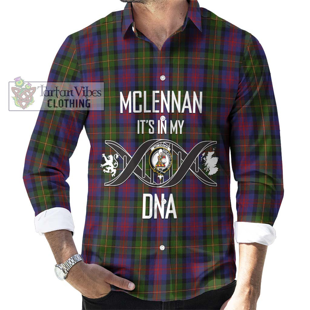 McLennan Tartan Long Sleeve Button Shirt with Family Crest DNA In Me Style Men's Shirt S - Tartanvibesclothing Shop