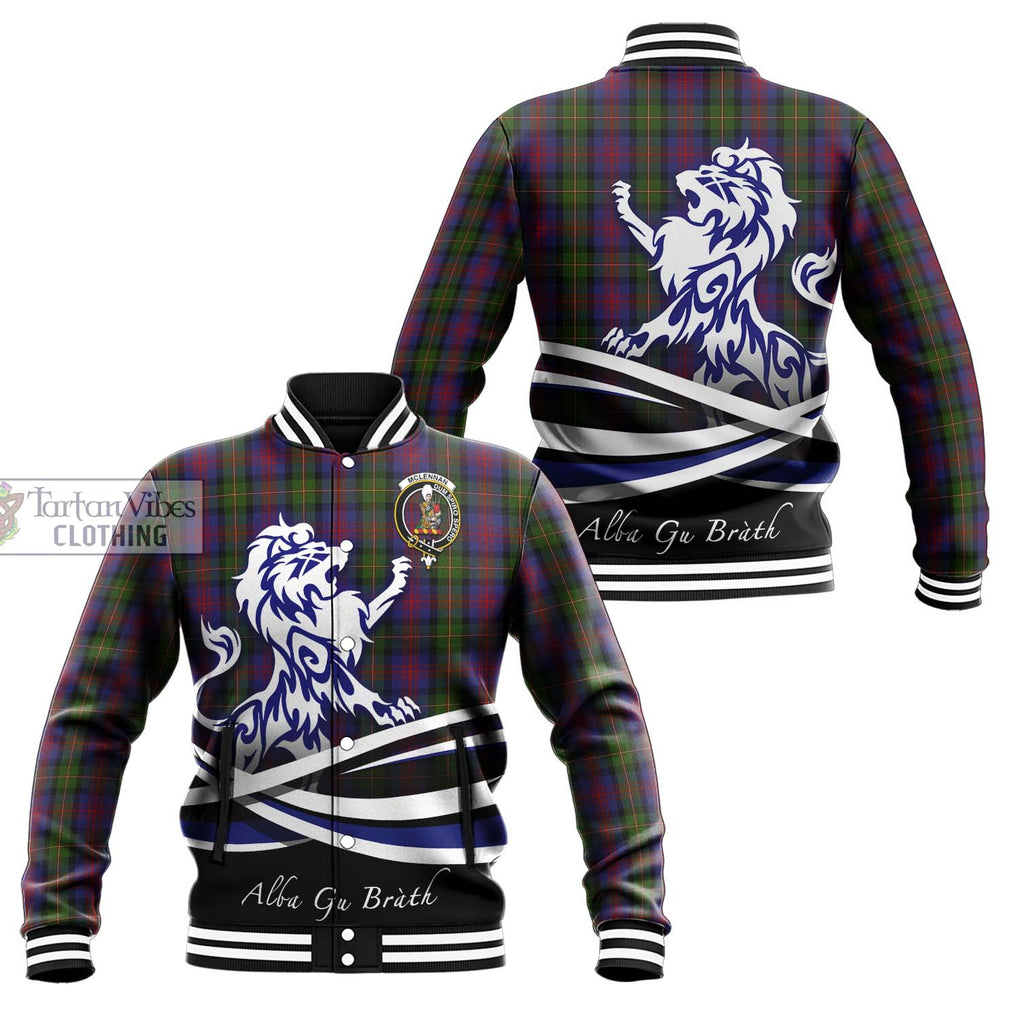 McLennan Tartan Baseball Jacket with Alba Gu Brath Regal Lion Emblem Unisex - Tartanvibesclothing Shop