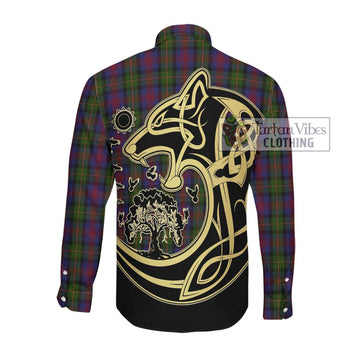 McLennan Tartan Long Sleeve Button Shirt with Family Crest Celtic Wolf Style Men's Shirt - Tartan Vibes Clothing