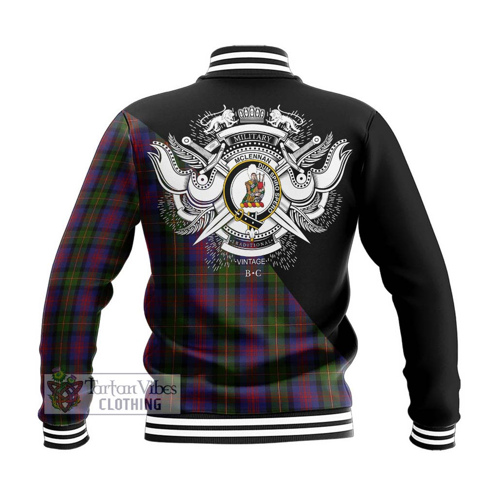 McLennan Tartan Baseball Jacket with Family Crest and Military Logo Style - Tartanvibesclothing Shop