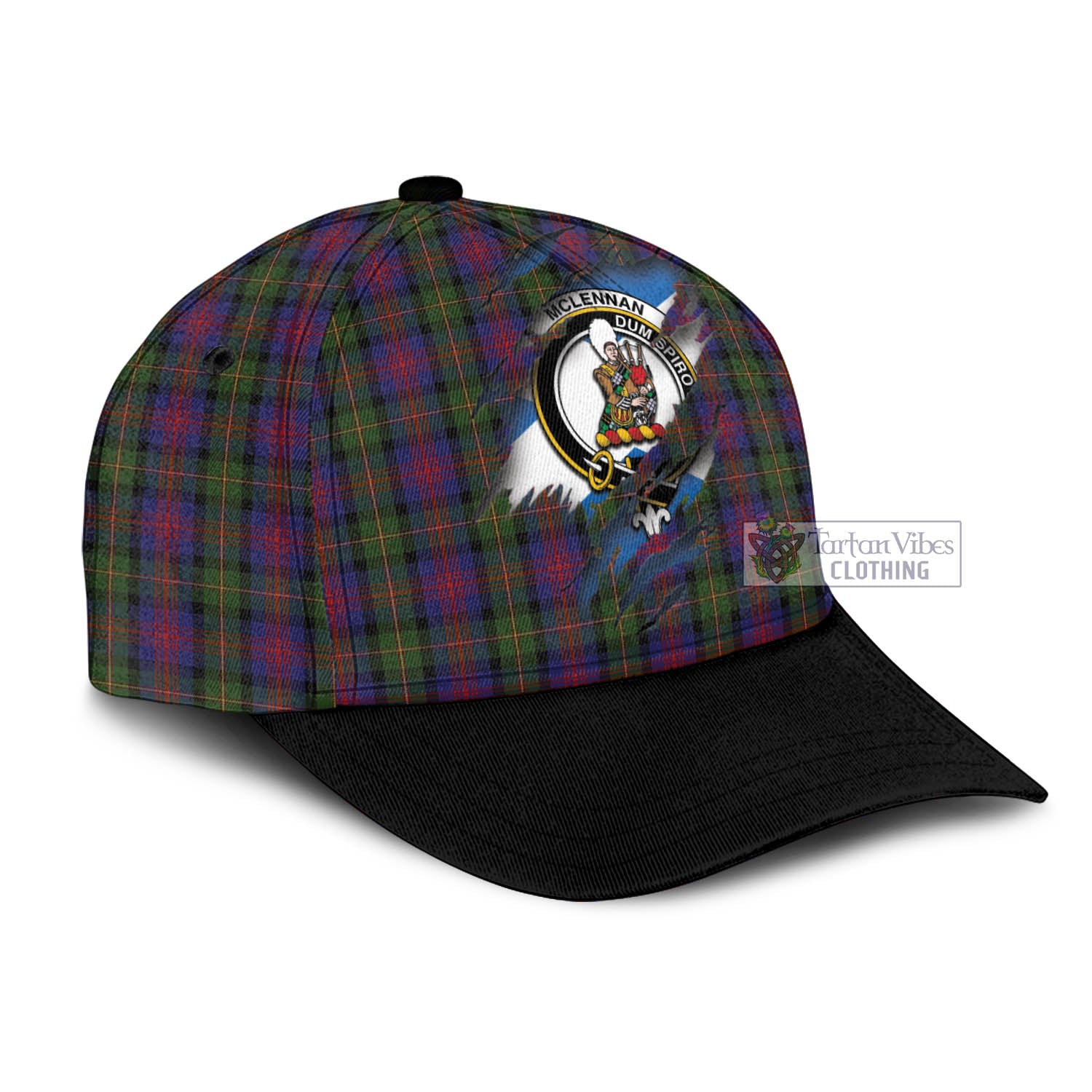 Tartan Vibes Clothing McLennan Tartan Classic Cap with Family Crest In Me Style