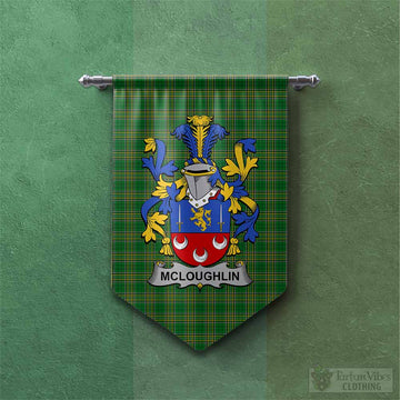 McLoughlin Irish Clan Tartan Gonfalon, Tartan Banner with Coat of Arms