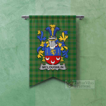 McLoughlin Irish Clan Tartan Gonfalon, Tartan Banner with Coat of Arms