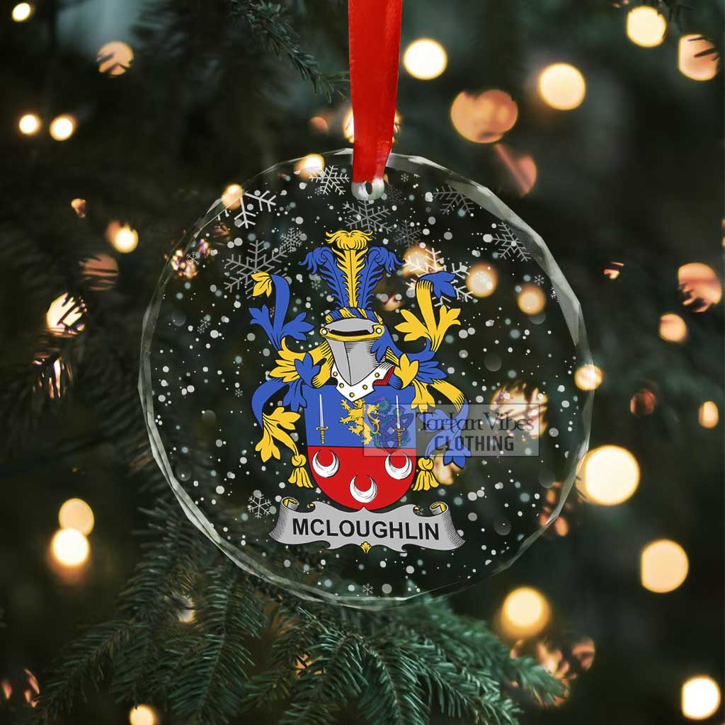 McLoughlin Irish Clan Christmas Glass Ornament with Coat of Arms - 2D-tartanvibesclothing