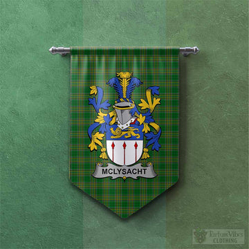 McLysacht Irish Clan Tartan Gonfalon, Tartan Banner with Coat of Arms