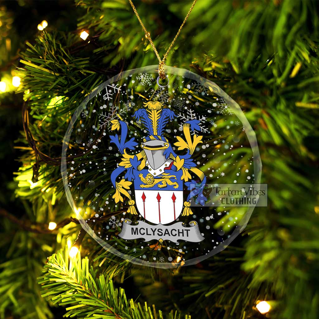 Tartan Vibes Clothing McLysacht Irish Clan Christmas Glass Ornament with Coat of Arms