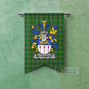 McLysacht Irish Clan Tartan Gonfalon, Tartan Banner with Coat of Arms
