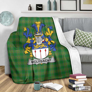 Tartan Vibes Clothing McLysacht Irish Clan Tartan Blanket with Coat of Arms