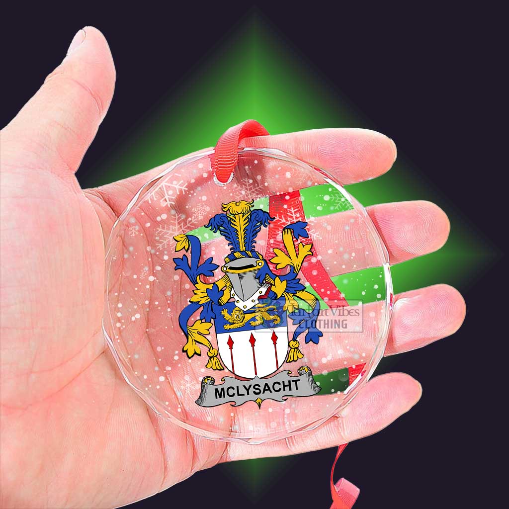 Tartan Vibes Clothing McLysacht Irish Clan Christmas Glass Ornament with Coat of Arms