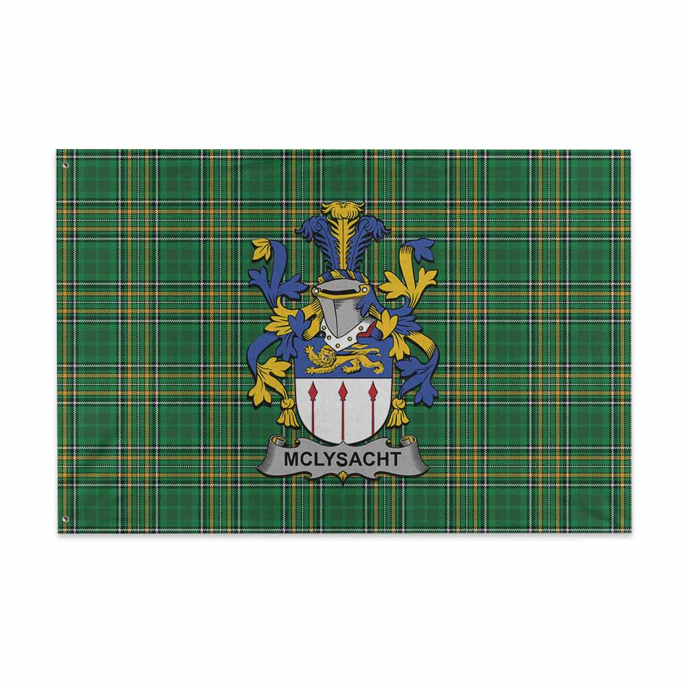 Tartan Vibes Clothing McLysacht Irish Clan Tartan House Flag with Coat of Arms