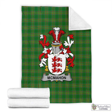 Tartan Vibes Clothing McMahon Irish Clan Tartan Blanket with Coat of Arms