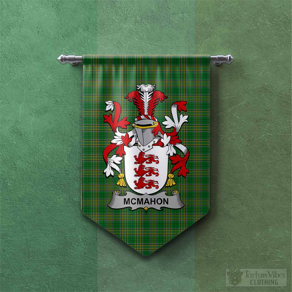 Tartan Vibes Clothing McMahon Irish Clan Tartan Gonfalon, Tartan Banner with Coat of Arms