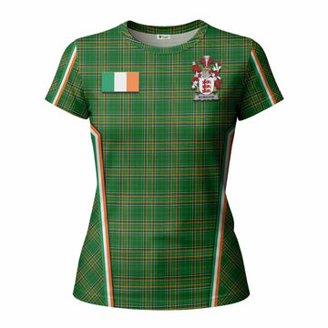 McMahon Irish Clan Coat of Arm Tartan Women T shirt Flag Style