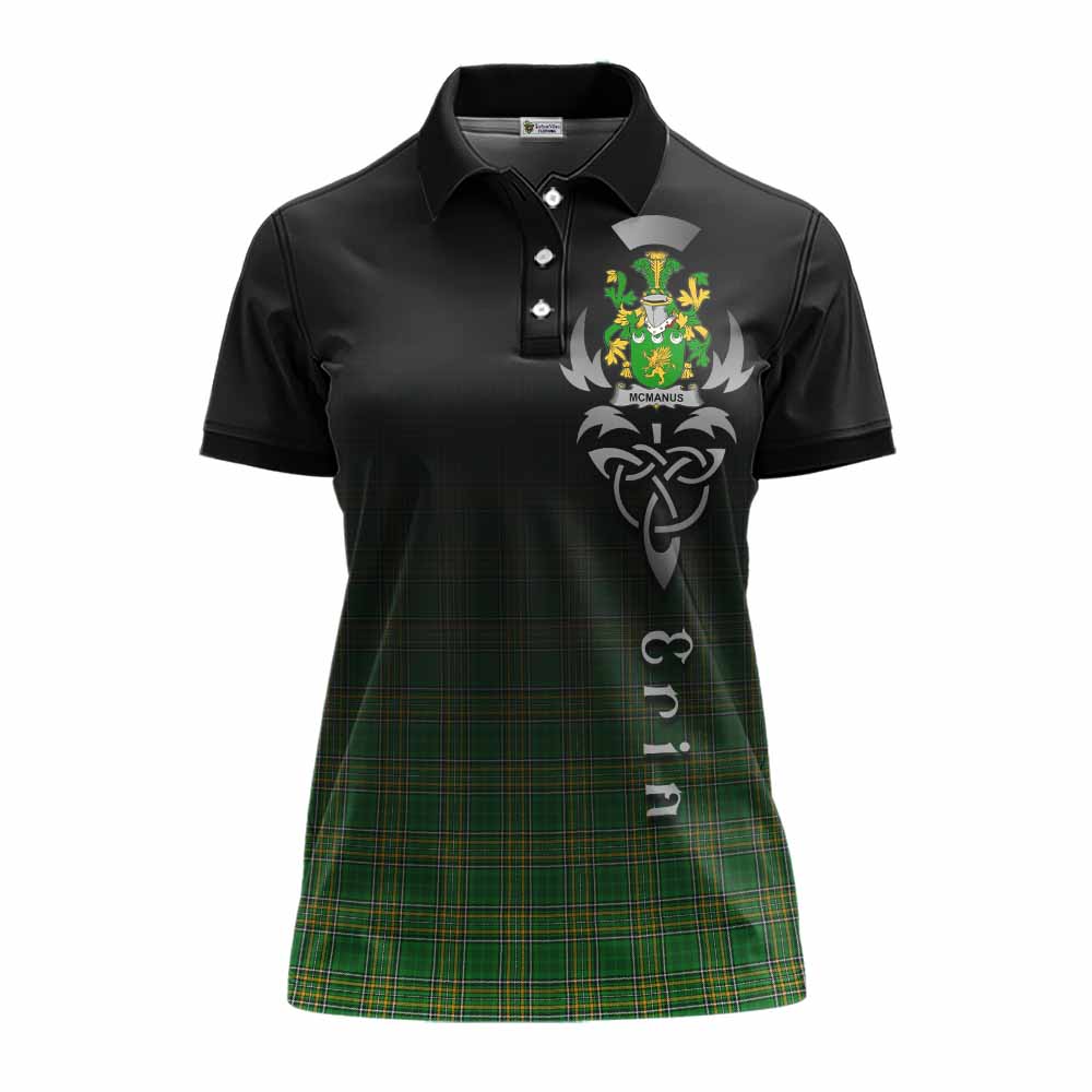 Tartan Vibes Clothing McManus Irish Clan Women's Polo Shirt with Coat of Arms Erin Go Bragh Celtic Inspired