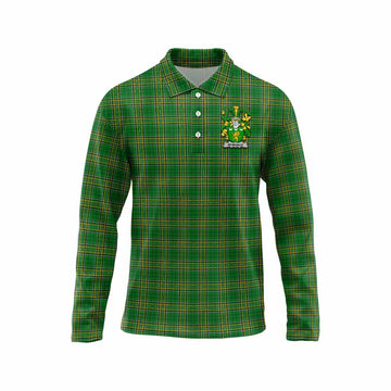 McManus Irish Clan Tartan Long Sleeve Polo Shirt with Coat of Arms