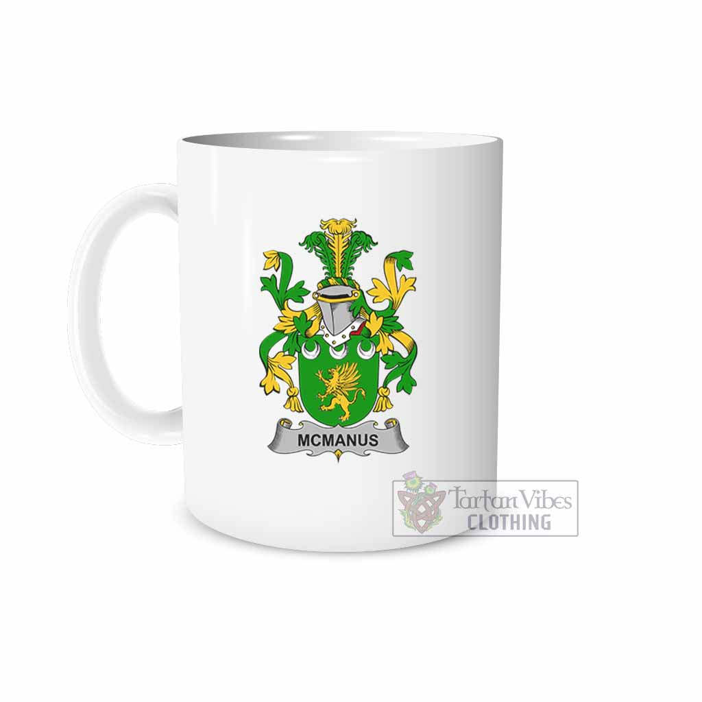 McManus Irish Clan Coat of Arms Ceramic Mug White - 2D-tartanvibesclothing