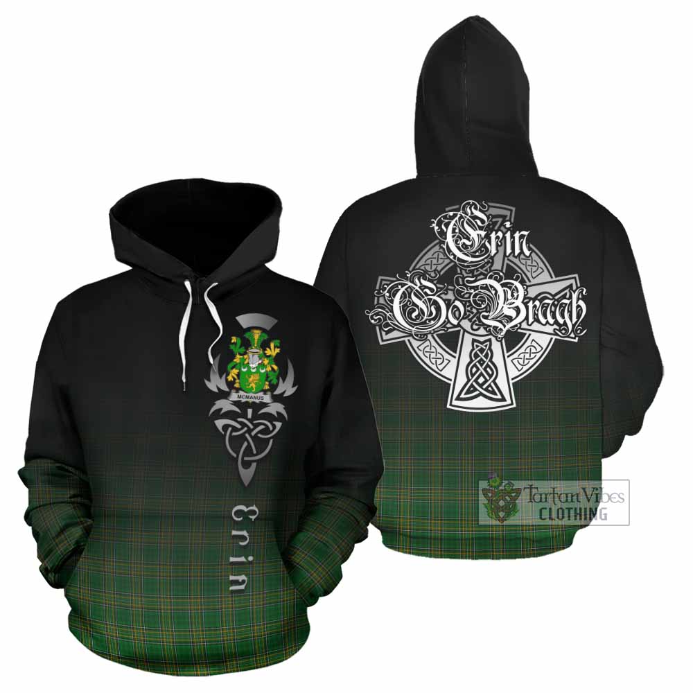 Tartan Vibes Clothing McManus Irish Clan Hoodie with Coat of Arms Erin Go Bragh Celtic Inspired