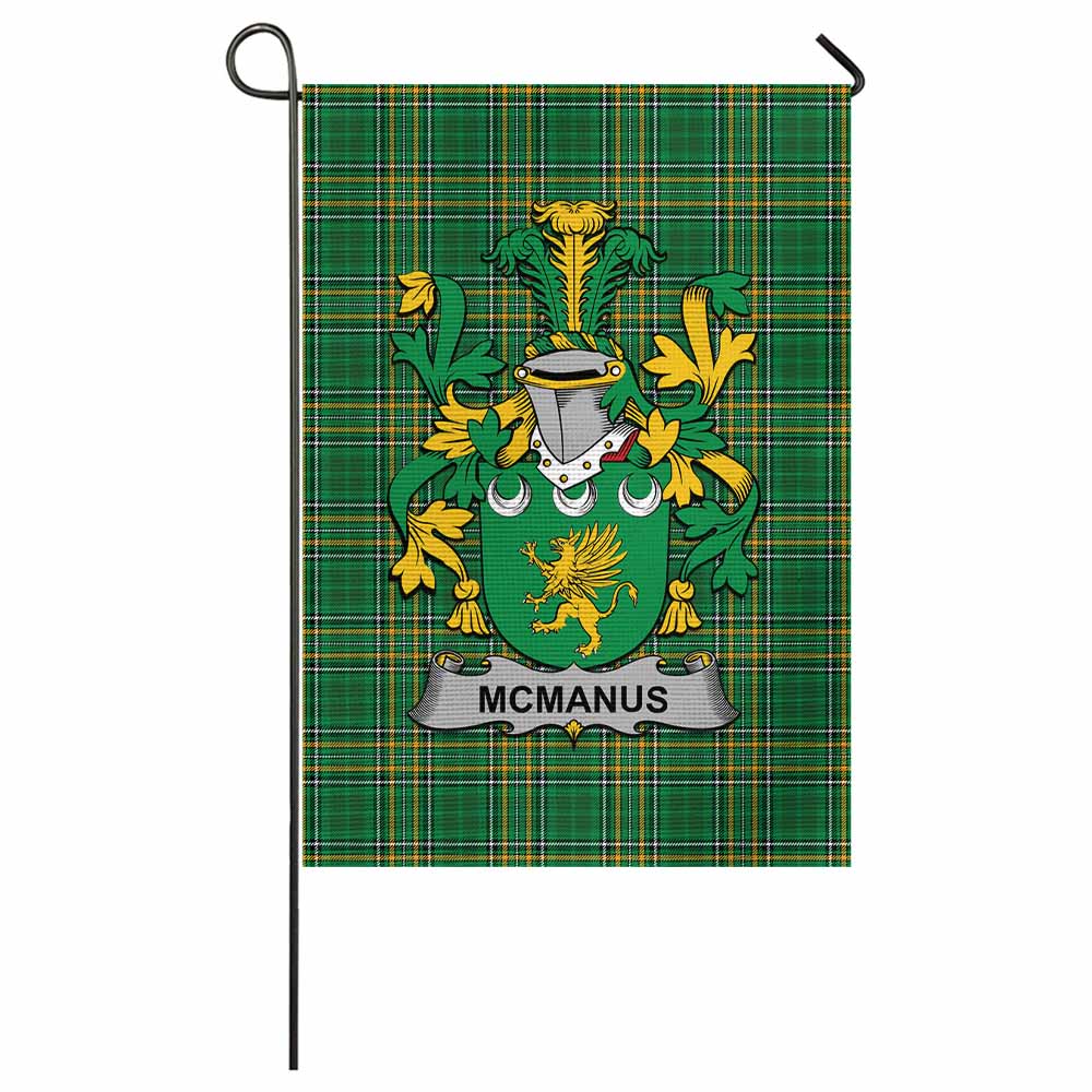 McManus Irish Clan Tartan Flag with Coat of Arms
