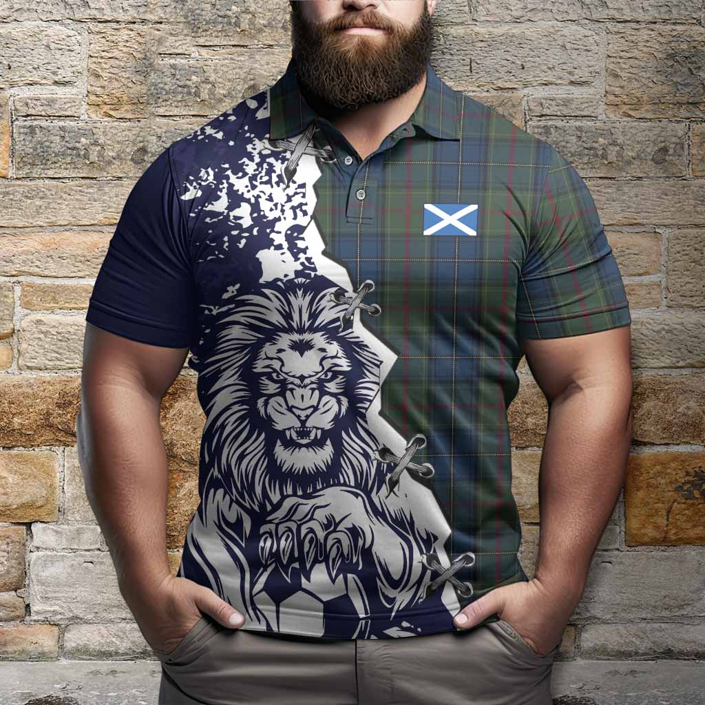 McMeeken Tartan Scottish Polo Shirt Angry Lion With Soccer Ball Style