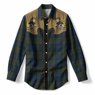 McMeeken Tartan Women Casual Shirt Rodeo Unicorn Retro Style