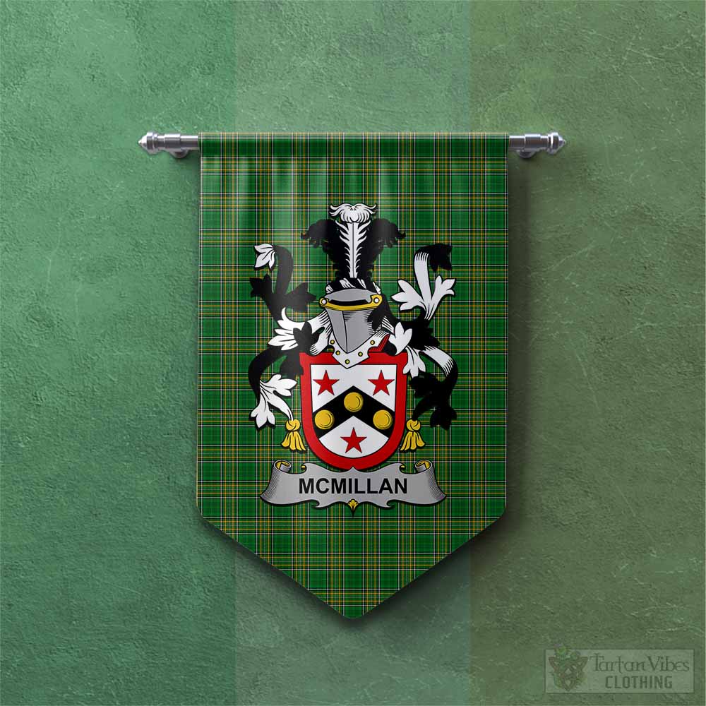 Tartan Vibes Clothing McMillan Irish Clan Tartan Gonfalon, Tartan Banner with Coat of Arms