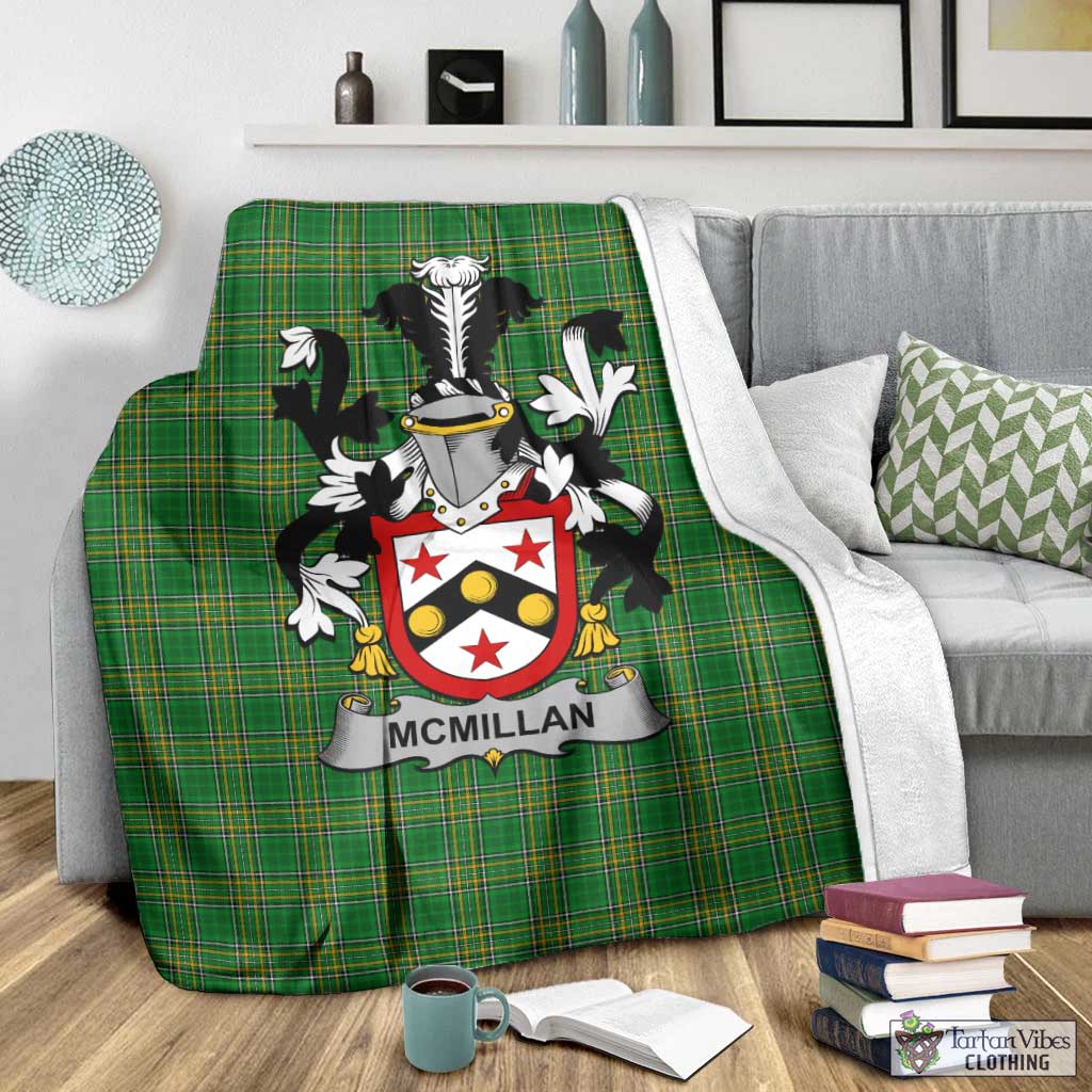 Tartan Vibes Clothing McMillan Irish Clan Tartan Blanket with Coat of Arms