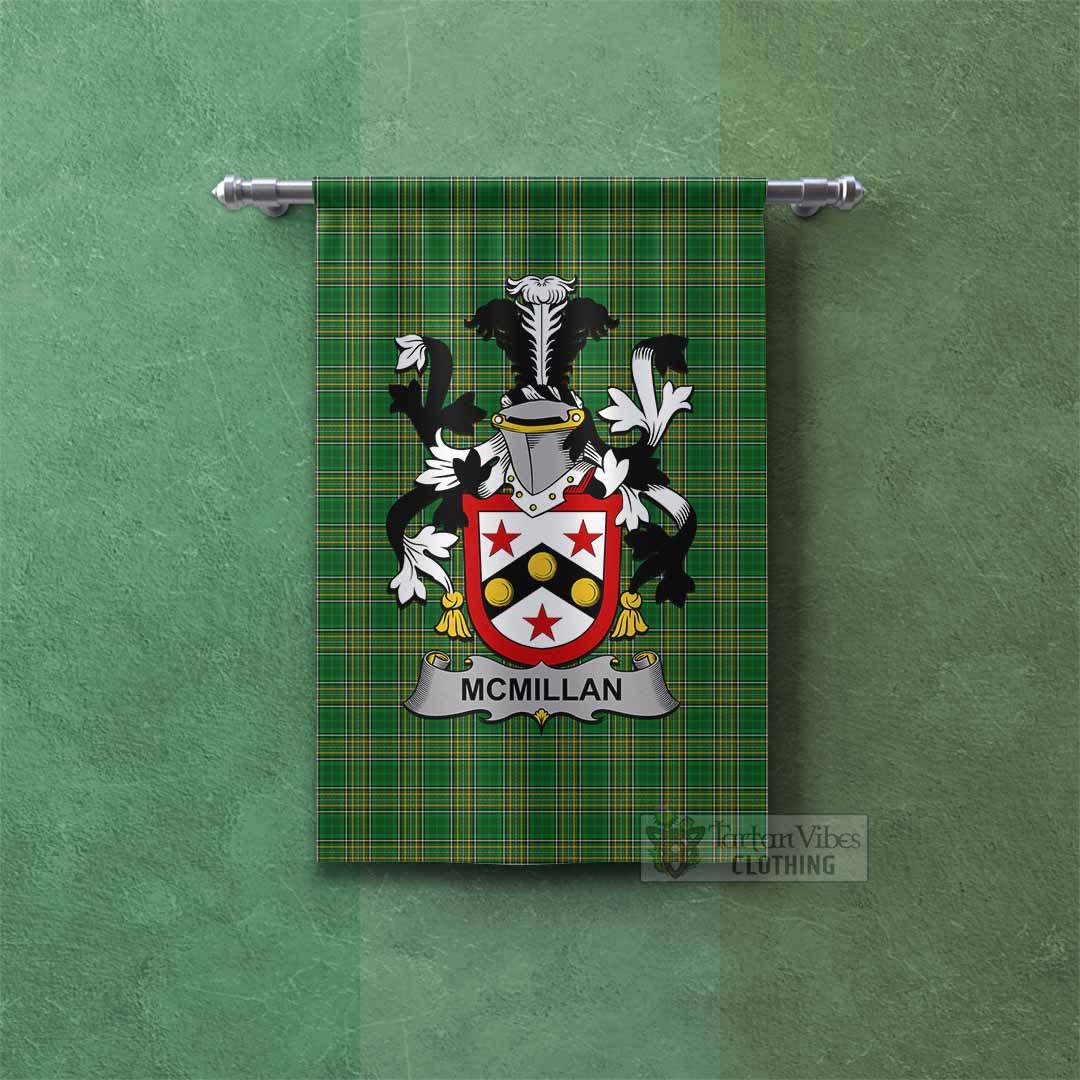 Tartan Vibes Clothing McMillan Irish Clan Tartan Gonfalon, Tartan Banner with Coat of Arms