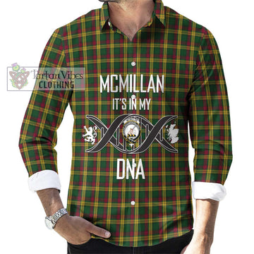 McMillan Ancient Tartan Long Sleeve Button Shirt with Family Crest DNA In Me Style Men's Shirt S - Tartanvibesclothing Shop