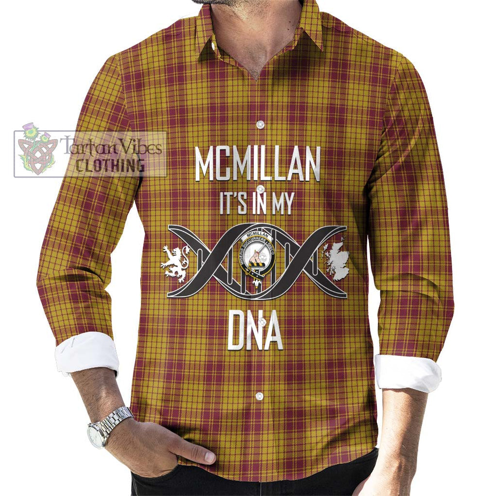 McMillan Dress Tartan Long Sleeve Button Shirt with Family Crest DNA In Me Style Men's Shirt S - Tartanvibesclothing Shop
