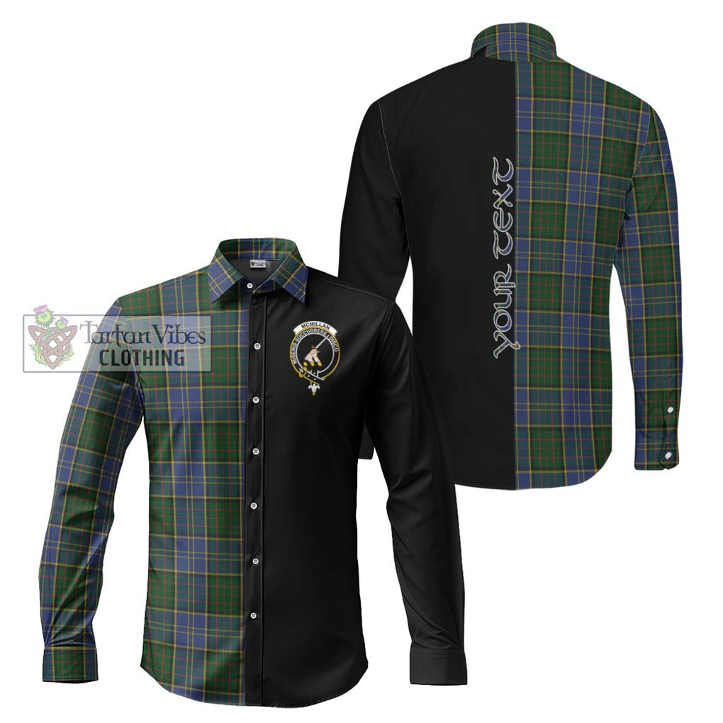 McMillan Hunting Tartan Long Sleeve Button Shirt with Family Crest and Half Of Me Style Men's Shirt S - Tartanvibesclothing Shop