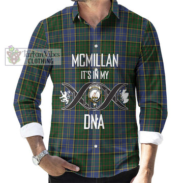 McMillan Hunting Tartan Long Sleeve Button Shirt with Family Crest DNA In Me Style Men's Shirt S - Tartanvibesclothing Shop