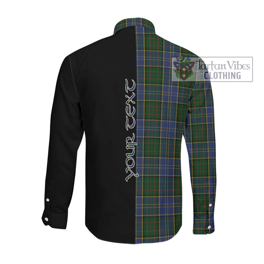 McMillan Hunting Tartan Long Sleeve Button Shirt with Family Crest and Half Of Me Style Men's Shirt - Tartanvibesclothing Shop