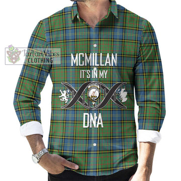 McMillan Hunting Ancient Tartan Long Sleeve Button Shirt with Family Crest DNA In Me Style Men's Shirt S - Tartanvibesclothing Shop
