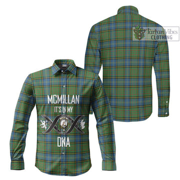 McMillan Hunting Ancient Tartan Long Sleeve Button Shirt with Family Crest DNA In Me Style Men's Shirt - Tartanvibesclothing Shop