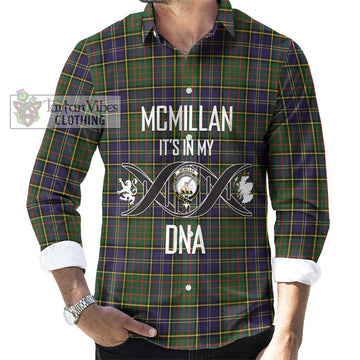 McMillan Hunting Modern Tartan Long Sleeve Button Shirt with Family Crest DNA In Me Style Men's Shirt S - Tartanvibesclothing Shop