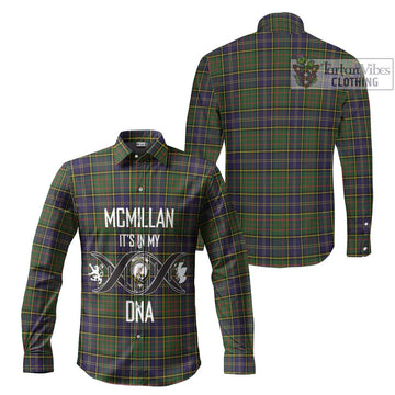 McMillan Hunting Modern Tartan Long Sleeve Button Shirt with Family Crest DNA In Me Style Men's Shirt - Tartanvibesclothing Shop