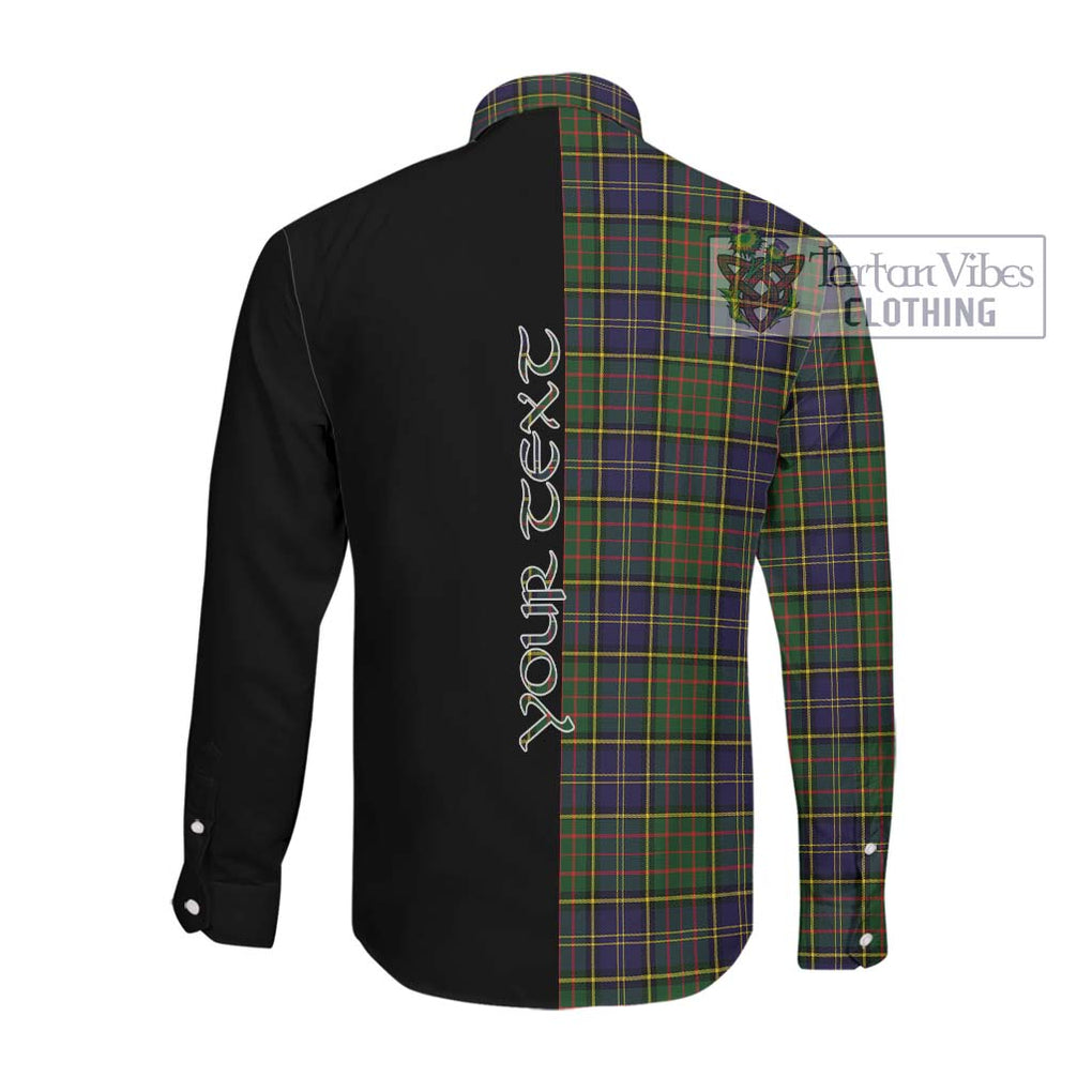 McMillan Hunting Modern Tartan Long Sleeve Button Shirt with Family Crest and Half Of Me Style Men's Shirt - Tartanvibesclothing Shop