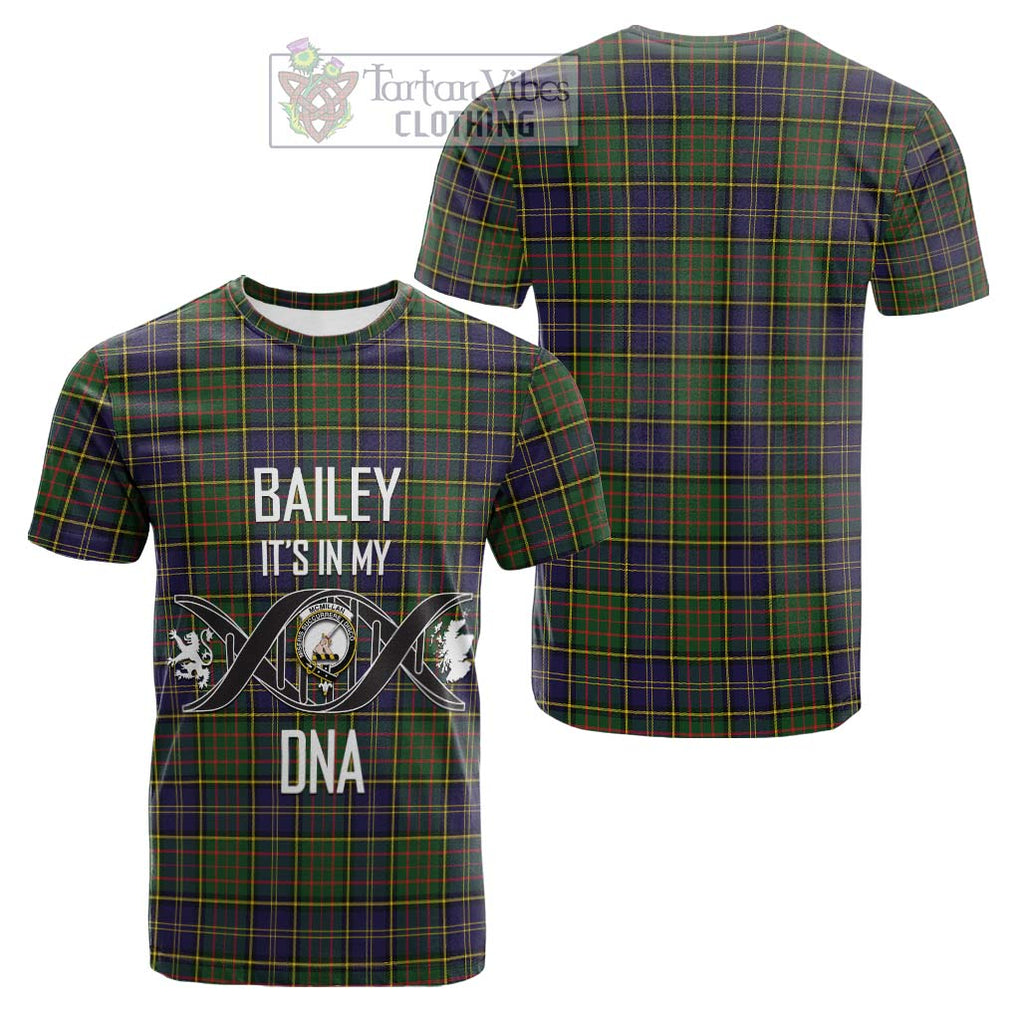 Tartan Vibes Clothing McMillan Hunting Modern Tartan Cotton T-shirt with Family Crest DNA In Me Style