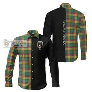 McMillan Old Ancient Tartan Long Sleeve Button Shirt with Family Crest and Half Of Me Style Men's Shirt S - Tartanvibesclothing Shop