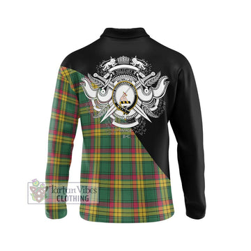 McMillan Old Ancient Tartan Long Sleeve Polo Shirt with Family Crest and Military Logo Style - Tartanvibesclothing Shop